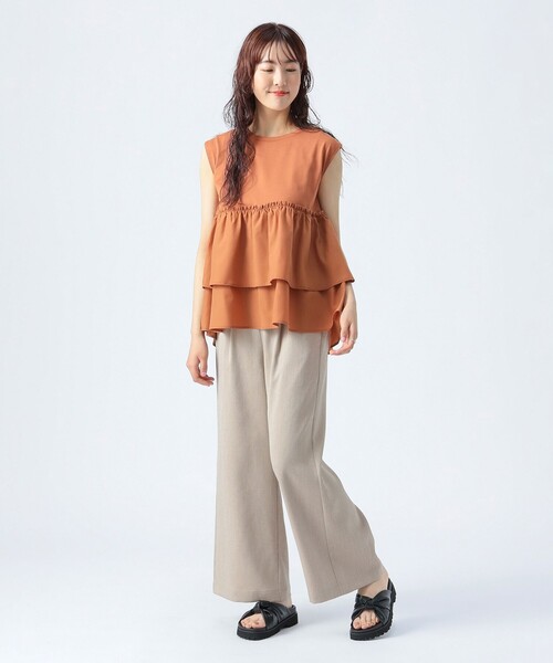 BEAMS HEART(ビームスハート)の「コンビティアード プルオーバー(Tシャツ/カットソー・レディース・ブラック/オフホワイト/ブラウン/ダークブラウン/オレンジ・FREE)」の11枚目の写真