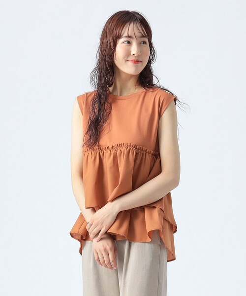 BEAMS HEART(ビームスハート)の「コンビティアード プルオーバー(Tシャツ/カットソー・レディース・ブラック/オフホワイト/ブラウン/ダークブラウン/オレンジ・FREE)」の13枚目の写真