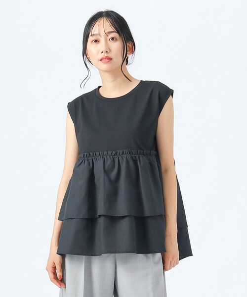 BEAMS HEART(ビームスハート)の「コンビティアード プルオーバー(Tシャツ/カットソー・レディース・ブラック/オフホワイト/ブラウン/ダークブラウン/オレンジ・FREE)」の16枚目の写真