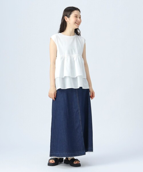 BEAMS HEART(ビームスハート)の「コンビティアード プルオーバー(Tシャツ/カットソー・レディース・ブラック/オフホワイト/ブラウン/ダークブラウン/オレンジ・FREE)」の19枚目の写真