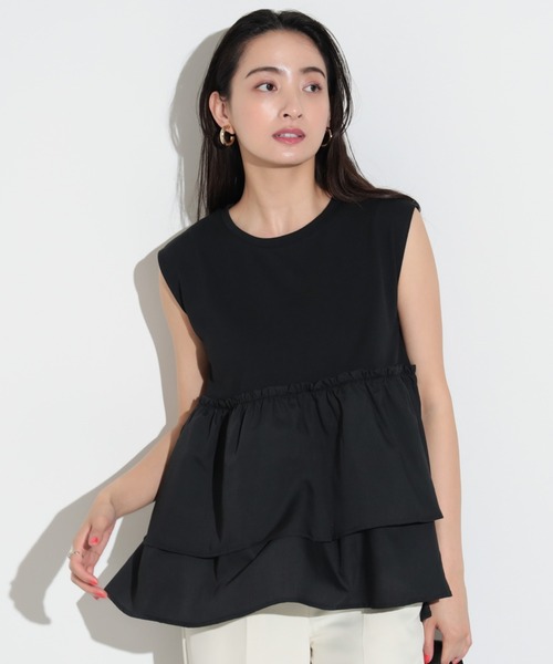 BEAMS HEART(ビームスハート)の「コンビティアード プルオーバー(Tシャツ/カットソー・レディース・ブラック/オフホワイト/ブラウン/ダークブラウン/オレンジ・FREE)」の3枚目の写真