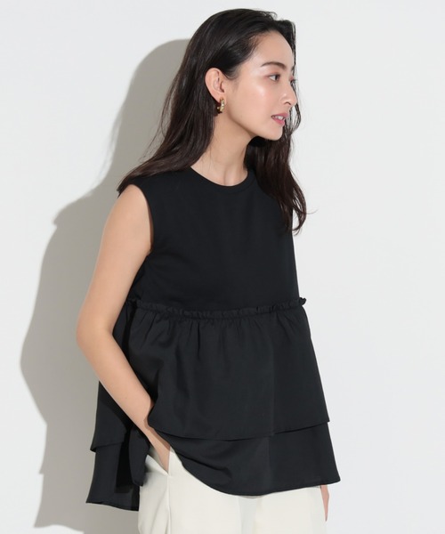 BEAMS HEART(ビームスハート)の「コンビティアード プルオーバー(Tシャツ/カットソー・レディース・ブラック/オフホワイト/ブラウン/ダークブラウン/オレンジ・FREE)」の9枚目の写真