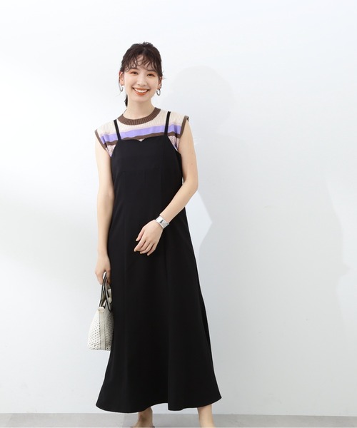 N.（N. Natural Beauty Basic）（エヌエヌナチュラルビューティーベーシック）の「◆ダブルストラップキャミワンピース（ワンピース・レディース・ブラック/グレイッシュベージュ/オフホワイト/グレー・MEDIUM）」の12枚目の写真