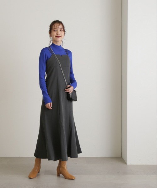 N.（N. Natural Beauty Basic）（エヌエヌナチュラルビューティーベーシック）の「◆ダブルストラップキャミワンピース（ワンピース・レディース・ブラック/グレイッシュベージュ/オフホワイト/グレー・MEDIUM）」の8枚目の写真