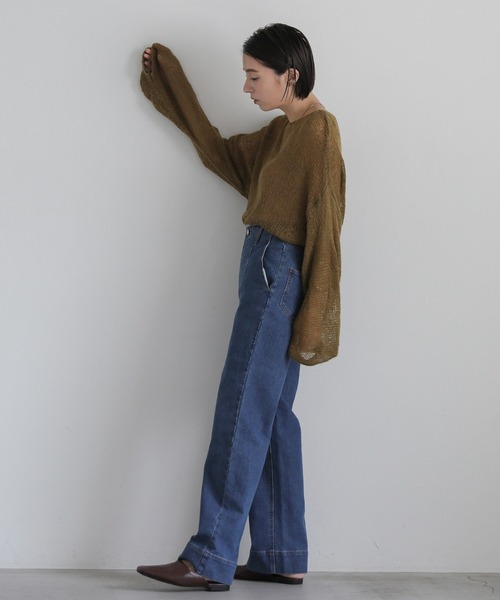 select MOCA(セレクトモカ)の「ハイウエストダメージセンターラインデニム(デニムパンツ・レディース・ダークインディゴブルー/インディゴブルー・MEDIUM/SMALL)」の4枚目の写真