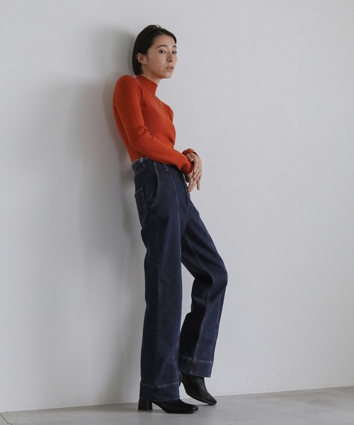 select MOCA(セレクトモカ)の「ハイウエストダメージセンターラインデニム(デニムパンツ・レディース・ダークインディゴブルー/インディゴブルー・MEDIUM/SMALL)」の10枚目の写真