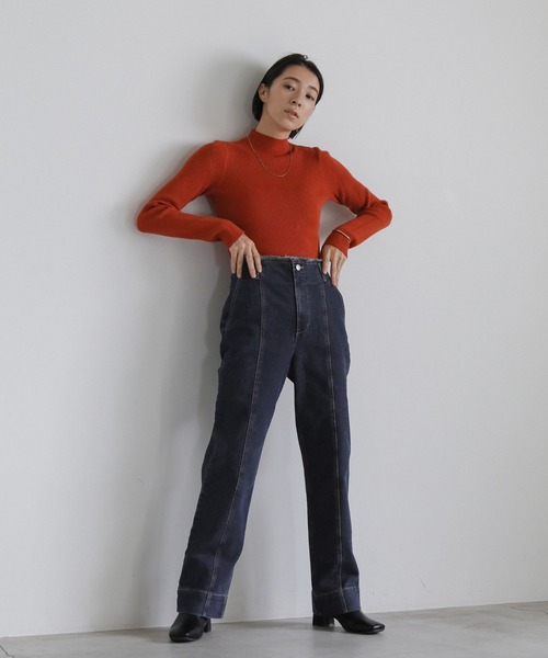 select MOCA(セレクトモカ)の「ハイウエストダメージセンターラインデニム(デニムパンツ・レディース・ダークインディゴブルー/インディゴブルー・MEDIUM/SMALL)」の11枚目の写真