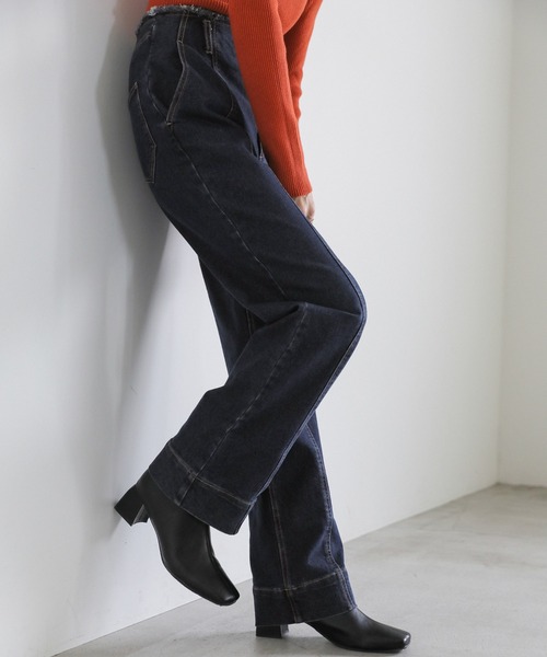 select MOCA(セレクトモカ)の「ハイウエストダメージセンターラインデニム(デニムパンツ・レディース・ダークインディゴブルー/インディゴブルー・MEDIUM/SMALL)」の5枚目の写真