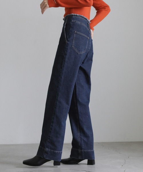 select MOCA(セレクトモカ)の「ハイウエストダメージセンターラインデニム(デニムパンツ・レディース・ダークインディゴブルー/インディゴブルー・MEDIUM/SMALL)」の12枚目の写真