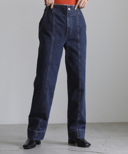 select MOCA(セレクトモカ)の「ハイウエストダメージセンターラインデニム(デニムパンツ・レディース・ダークインディゴブルー/インディゴブルー・MEDIUM/SMALL)」の6枚目の写真