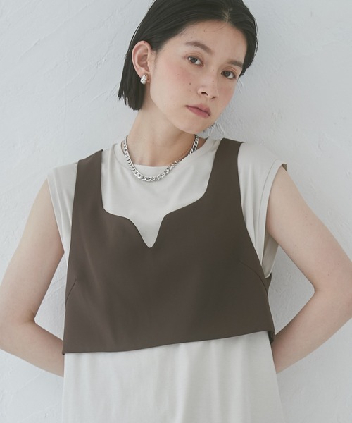 hunch（ハンチ）の「【WEB限定/別注】ポリツイルビスチェ（ベスト・レディース・杢グレー/ブラック/タン/ダークブラウン/グレー・FREE）」の4枚目の写真