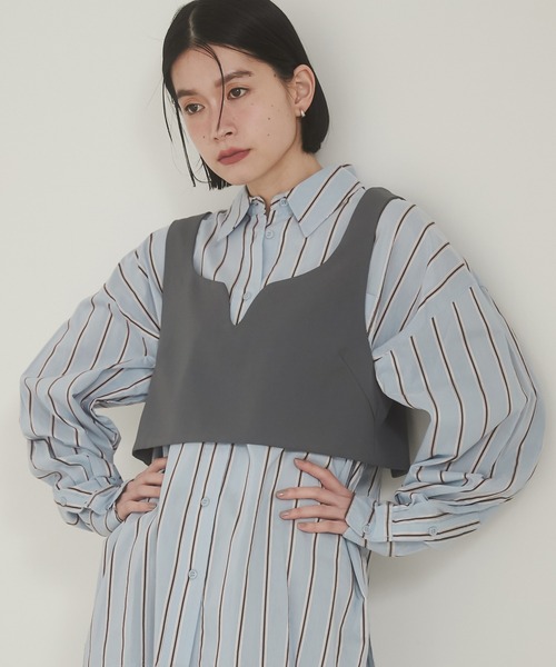 hunch（ハンチ）の「【WEB限定/別注】ポリツイルビスチェ（ベスト・レディース・杢グレー/ブラック/タン/ダークブラウン/グレー・FREE）」の10枚目の写真