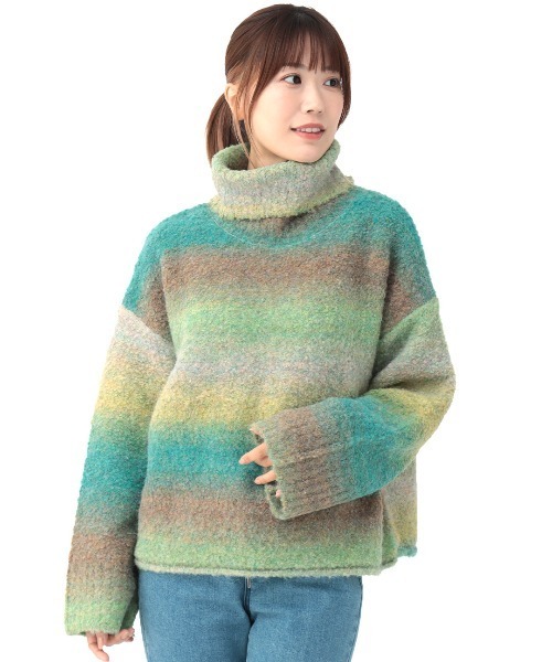 チチカカ(チチカカ)の「グラデーションニットプルオーバー(ニット/セーター・レディース・グリーン/オレンジ/パープル・FREE)」の7枚目の写真