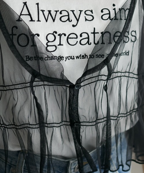 DISCOAT（ディスコート）の「チュールレイヤードキャミソール《WEB限定カラーあり》（キャミソール・レディース・ブラウン/グレー/ブラック/アイボリー・FREE）」の8枚目の写真