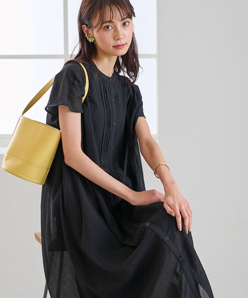 BELLUNA(ベルーナ)の「綿100%ピンタックデザインワンピース(ワンピース・レディース・エメラルド/ブラウン/ブラック・LARGE/X-LARGE/MEDIUM)」の5枚目の写真