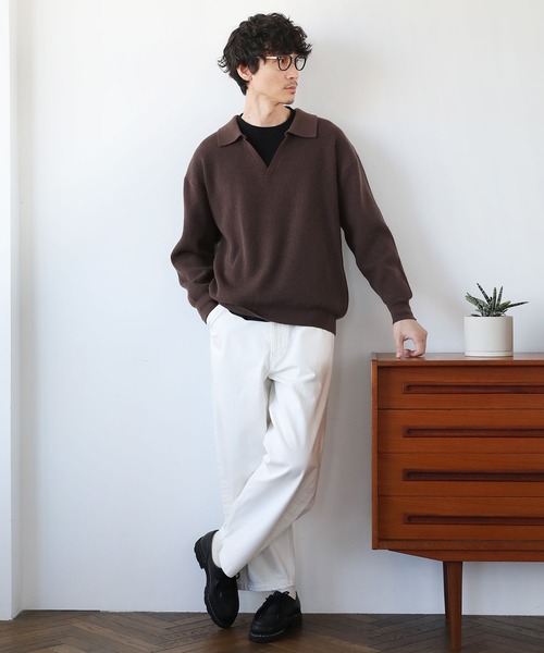 LIL VENDARS(リルヴェンダース)の「ウォッシャブルスキッパ―ニット(ニット/セーター・メンズ・オフホワイト/キャメル/チャコール/ネイビー/ブラウン/ブラック・L/XL/M)」の14枚目の写真