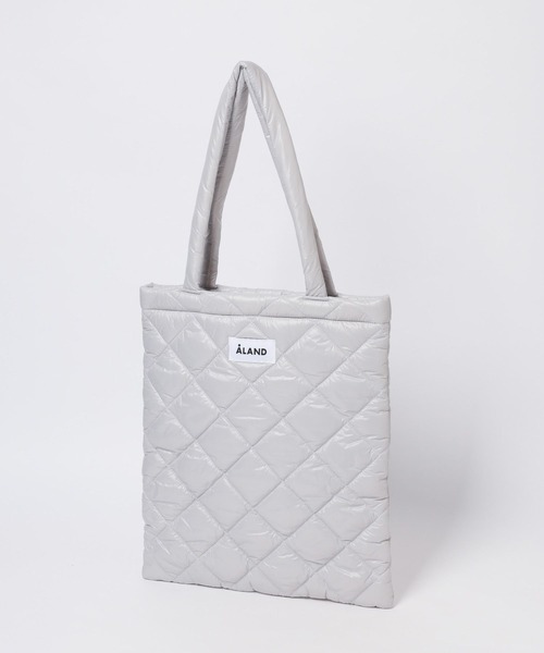 4K3 キルティングトートバッグ グレー ボストンバッグ レディース