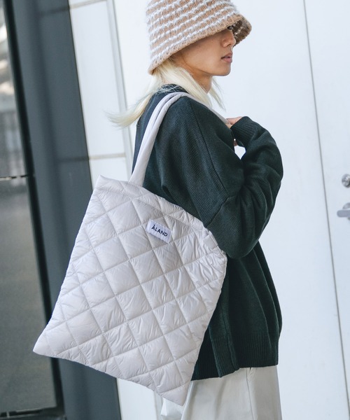 ベージュ キルティング トートバッグ UNISEX】ALAND／キルティングトート 2974238（トートバッグ