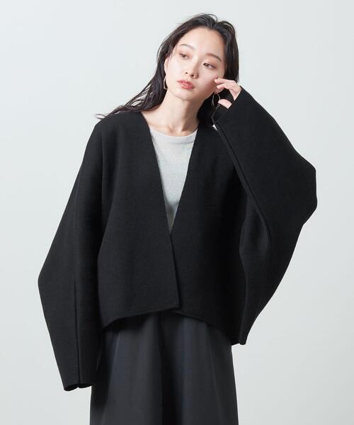 ユナイテッドアローズ 　ダブルフェイスノーカラーカーディガン　ウール　コットン MARW UNITED ARROWS（マルゥ ユナイテッドアローズ）の「＜MARW