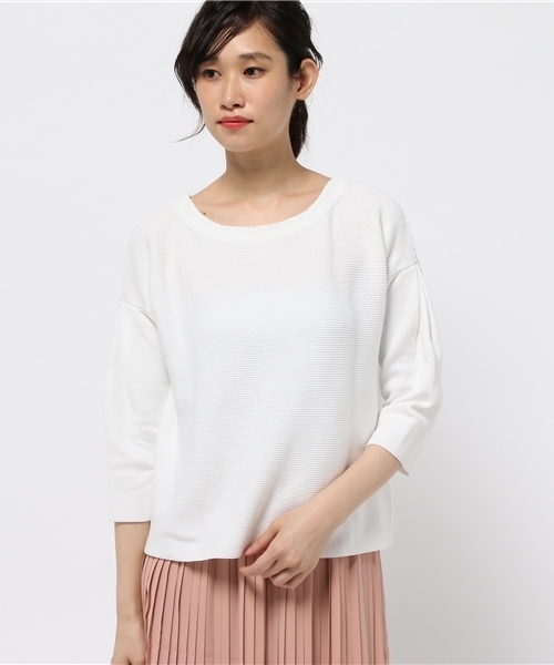OUTLET（アウトレット）の「【CAPRICIEUX LE'MAGE】ガーターリブ編2WAYニット（ニット/セーター・レディース・グレー/ホワイト・FREE）」の2枚目の写真