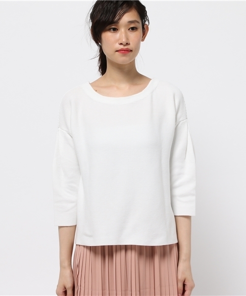 OUTLET（アウトレット）の「【CAPRICIEUX LE'MAGE】ガーターリブ編2WAYニット（ニット/セーター・レディース・グレー/ホワイト・FREE）」の3枚目の写真