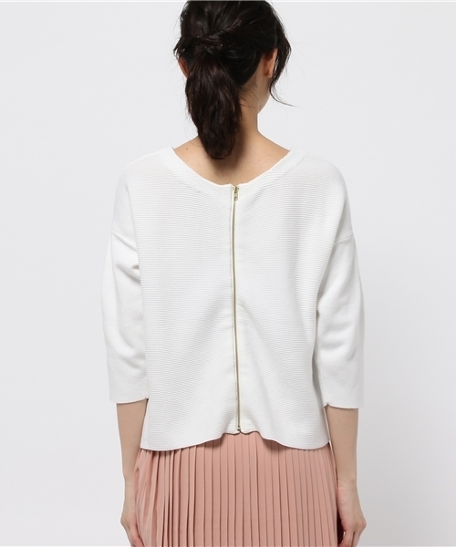 OUTLET（アウトレット）の「【CAPRICIEUX LE'MAGE】ガーターリブ編2WAYニット（ニット/セーター・レディース・グレー/ホワイト・FREE）」の5枚目の写真