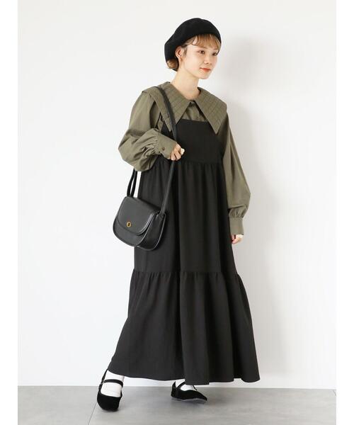 ehka sopo（エヘカソポ）の「バッククロスキャミソールワンピース（ワンピース・レディース・ブラウン/ブラック/グリーン・F）」の2枚目の写真