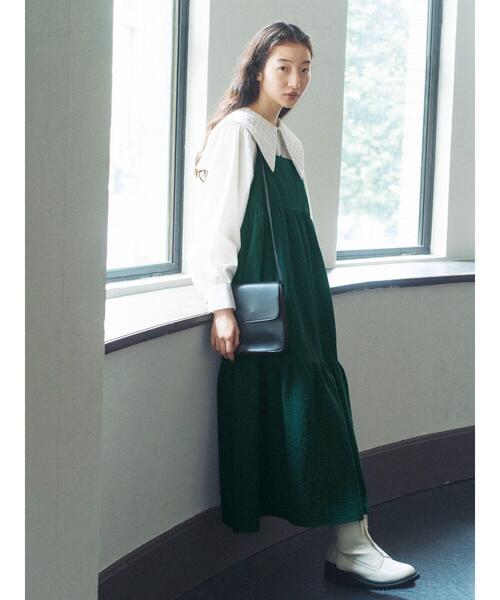 ehka sopo（エヘカソポ）の「バッククロスキャミソールワンピース（ワンピース・レディース・ブラウン/ブラック/グリーン・F）」の4枚目の写真