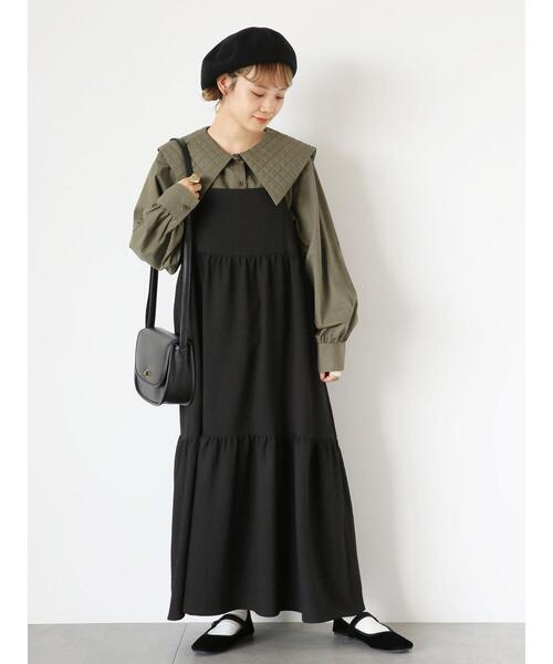 ehka sopo（エヘカソポ）の「バッククロスキャミソールワンピース（ワンピース・レディース・ブラウン/ブラック/グリーン・F）」の12枚目の写真