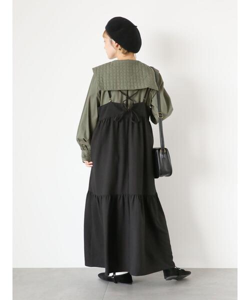 ehka sopo（エヘカソポ）の「バッククロスキャミソールワンピース（ワンピース・レディース・ブラウン/ブラック/グリーン・F）」の13枚目の写真