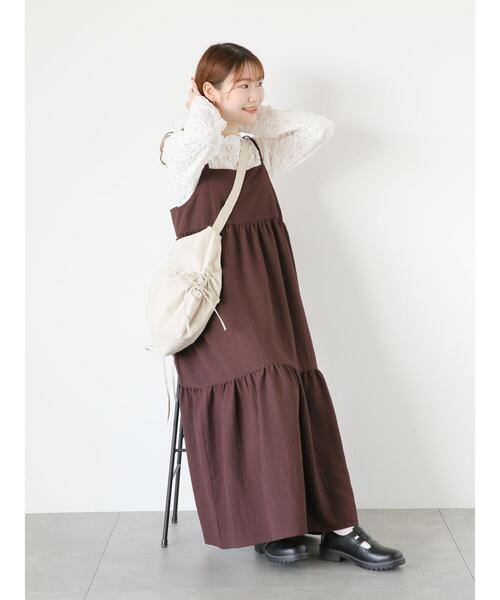 ehka sopo（エヘカソポ）の「バッククロスキャミソールワンピース（ワンピース・レディース・ブラウン/ブラック/グリーン・F）」の18枚目の写真