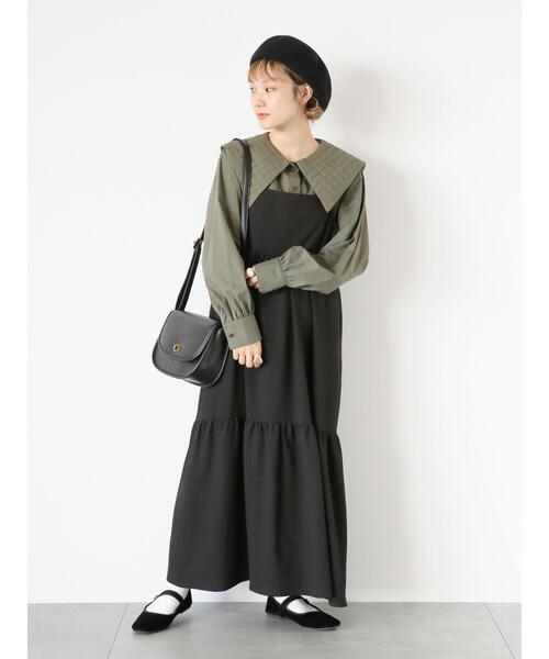 ehka sopo（エヘカソポ）の「バッククロスキャミソールワンピース（ワンピース・レディース・ブラウン/ブラック/グリーン・F）」の22枚目の写真