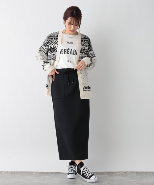 GLOBAL WORK（グローバルワーク）の「ライトクッションアイラインスカート/964128（スカート・レディース・ブラック/グレイッシュベージュ・MEDIUM/LARGE）」の3枚目の写真