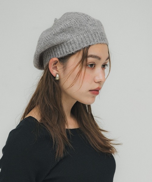 coca(coca)(コカ)の「ニットベレー帽(ハンチング/ベレー帽・レディース・ブラック/グレー・ONE SIZE)」の2枚目の写真