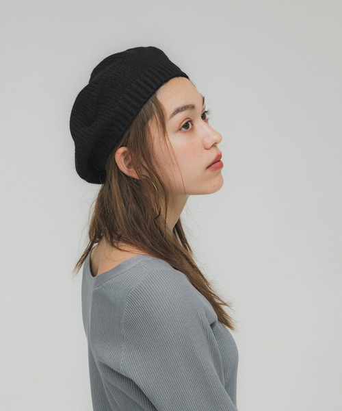 coca(coca)(コカ)の「ニットベレー帽(ハンチング/ベレー帽・レディース・ブラック/グレー・ONE SIZE)」の6枚目の写真