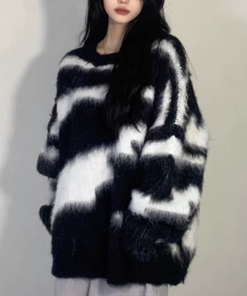 Ritzy(リッツィー)の「ニュアンス柄 ジャガードニット(ニット/セーター・レディース・ブラック・L/XL/M)」の4枚目の写真