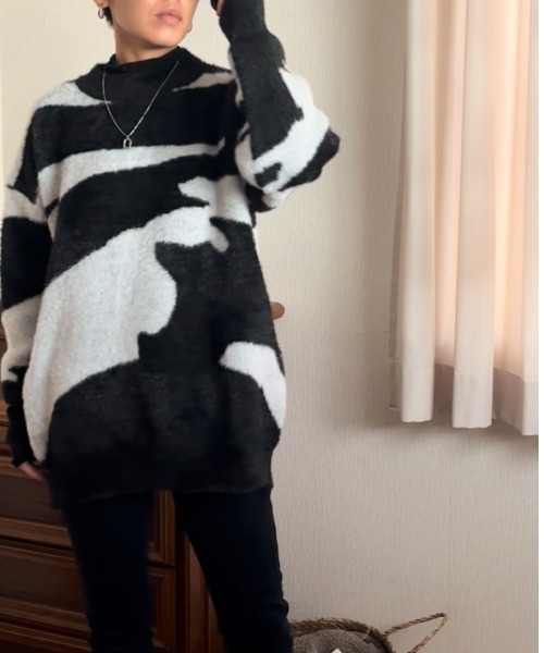 Ritzy(リッツィー)の「ニュアンス柄 ジャガードニット(ニット/セーター・レディース・ブラック・L/XL/M)」の13枚目の写真