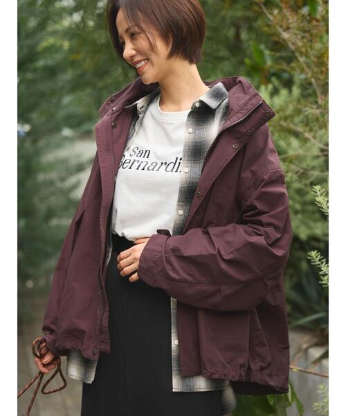 Green　Parks（グリーンパークス）の「撥水加工　2Wayナイロンブルゾン（その他アウター・レディース・ベージュ/ブラウン/ブラック・FREE）」の16枚目の写真
