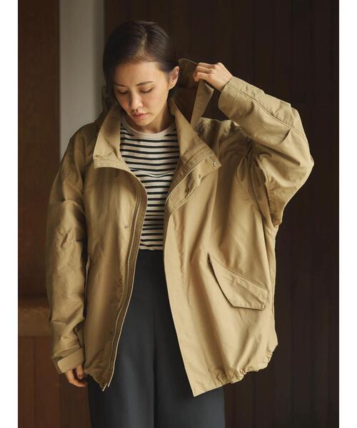 Green　Parks（グリーンパークス）の「撥水加工　2Wayナイロンブルゾン（その他アウター・レディース・ベージュ/ブラウン/ブラック・FREE）」の8枚目の写真