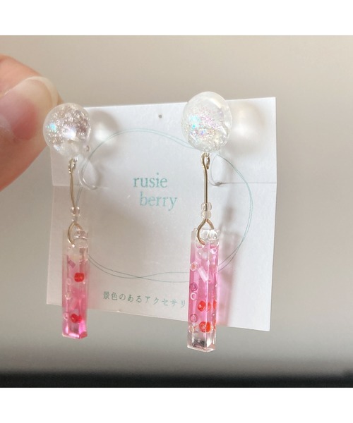 tone(トーン)の「【rusieberry】【rusieberry】ストロベリークリームソーダ しゅわしゅわピアス(MA)(ピアス(両耳用)・レディース・ピンク・FREE)」の8枚目の写真