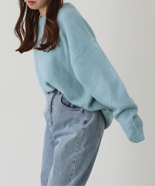 Thevon(ゼボン)の「ヤクライクBIGシルエットクルーニット(ニット/セーター・レディース・キャメル/アイボリー/サックスブルー/チャコールグレー/ライム・FREE)」の4枚目の写真