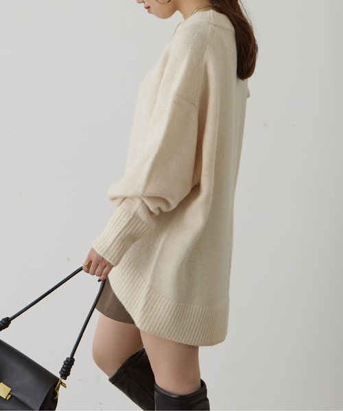 Thevon(ゼボン)の「ヤクライクBIGシルエットクルーニット(ニット/セーター・レディース・キャメル/アイボリー/サックスブルー/チャコールグレー/ライム・FREE)」の14枚目の写真