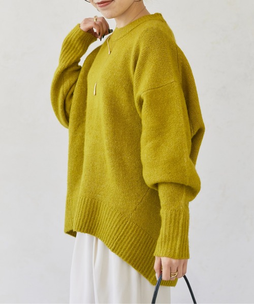 Thevon(ゼボン)の「ヤクライクBIGシルエットクルーニット(ニット/セーター・レディース・キャメル/アイボリー/サックスブルー/チャコールグレー/ライム・FREE)」の7枚目の写真