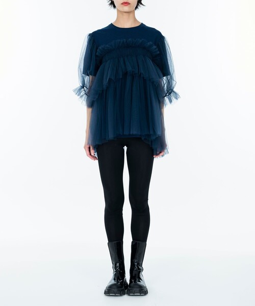 VIVIANO/ヴィヴィアーノ】Volume Tulle T-shirt（Tシャツ