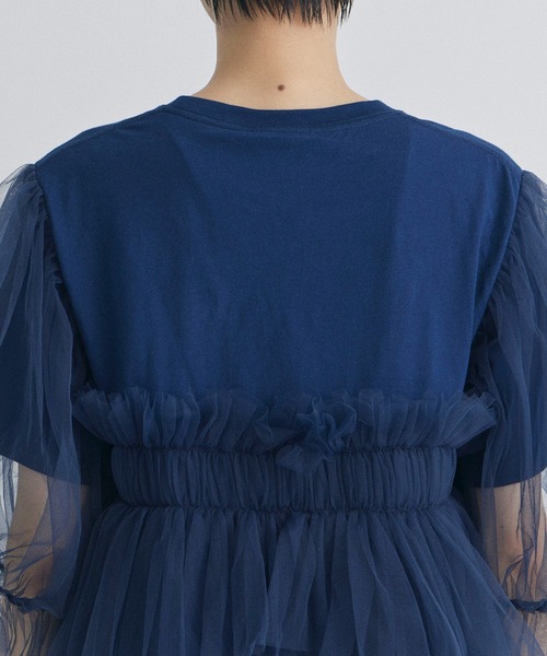 肌触りがいい VIVIANO/ヴィヴィアーノ】Volume Tulle T-shirt（Tシャツ トップス