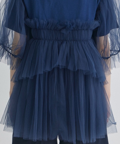 VIVIANO/ヴィヴィアーノ】Tulle Sleeveless T-Shirt（Tシャツ