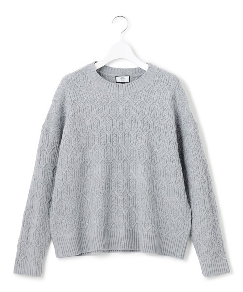 J.PRESS YORK STREET(ジェイプレスヨークストリート)の「【WOMEN】ショート ケーブルニット(ニット/セーター・レディース・ベージュ系/アイボリー系/サックスブルー系/グレー系・F)」の4枚目の写真