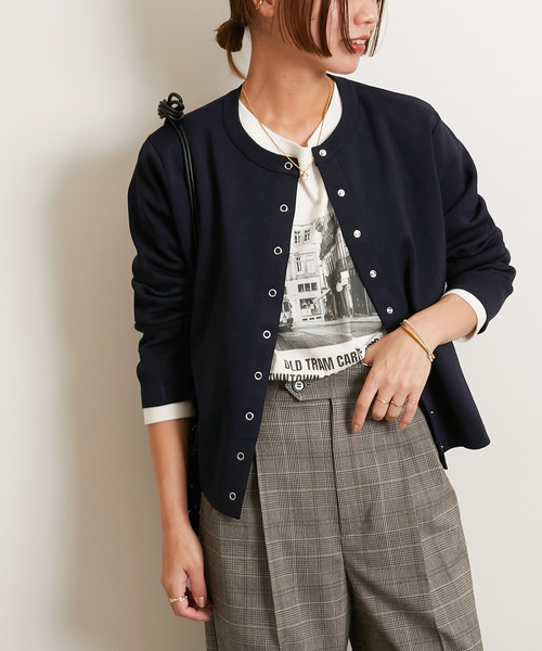 JOURNAL STANDARD relume（ジャーナルスタンダード　レリューム）の「《追加2》ウォッシャブルスポンジニットクルーネックカーディガン（カーディガン/ボレロ・レディース・ブラック/ネイビー/レッド/ホワイト・FREE）」の3枚目の写真