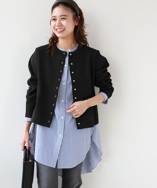 JOURNAL STANDARD relume（ジャーナルスタンダード　レリューム）の「《追加2》ウォッシャブルスポンジニットクルーネックカーディガン（カーディガン/ボレロ・レディース・ブラック/ネイビー/レッド/ホワイト・FREE）」の7枚目の写真
