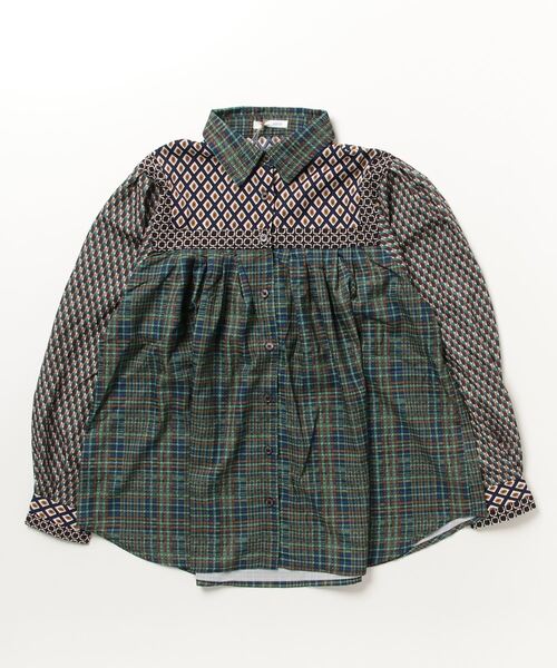 sandy（サンディー）の「【sandy】レギュラーカラー切り替えシャツ（Tシャツ/カットソー・レディース・グレー/ブラック/グリーン・FREE）」の3枚目の写真